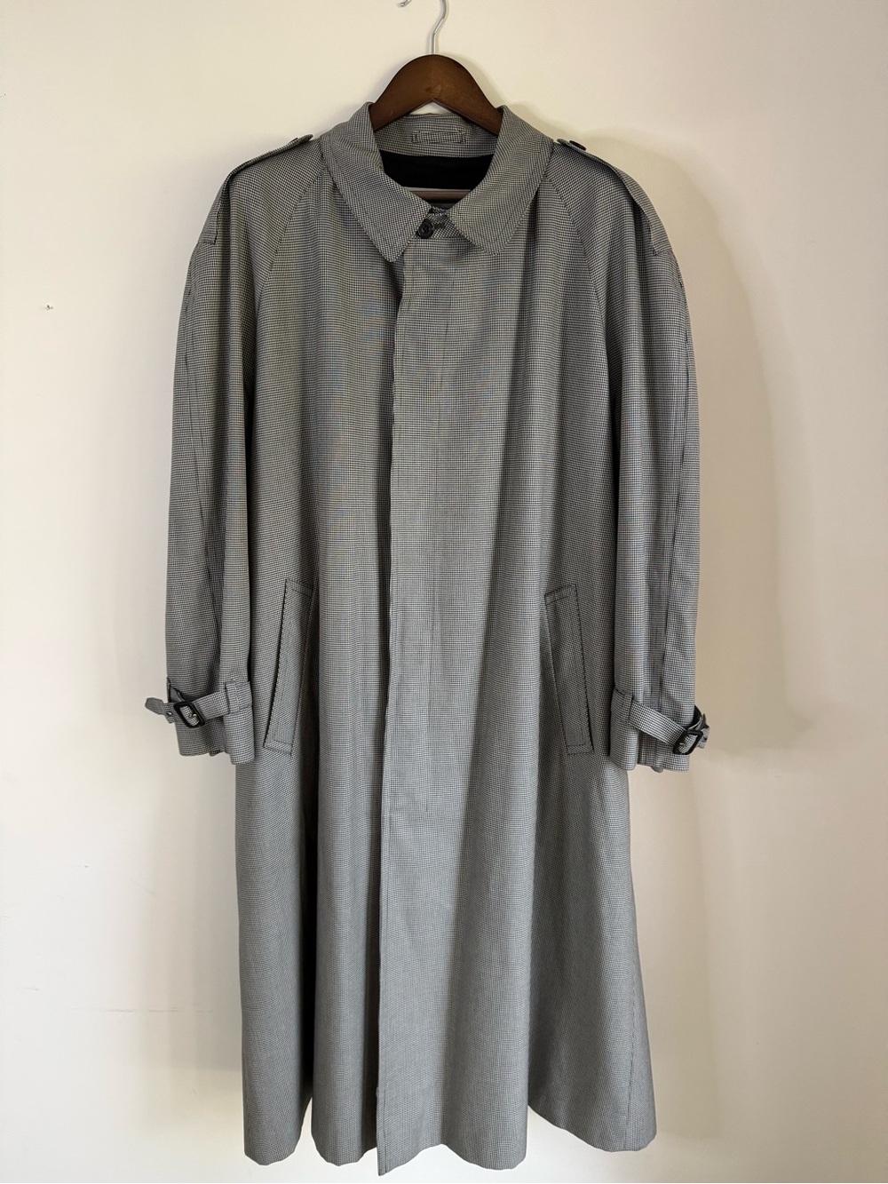 Aquascutum London Houndstooth Single-Breasted Trench Coat